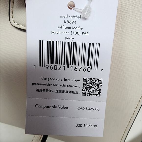 Kate Spade Ivory Off White Handbag Satchel Pebble Leather Purse Gold Trim NWT - Picture 5 of 13